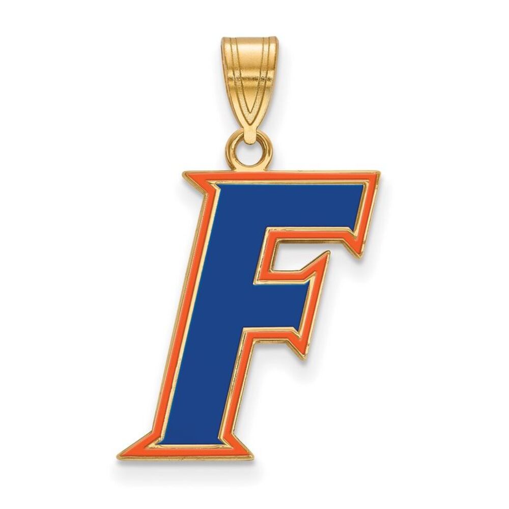 14K Gold Plated Sterling Silver U. of Florida Large Enamel 'F' Pendant